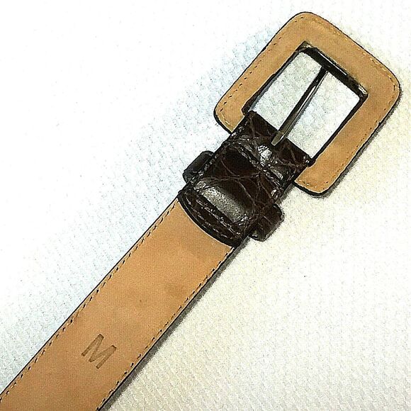 WCM New York Vtg Skinny Belt Italian Calfskin Leather Crocodile Embossed M 34 main image 10